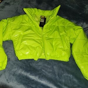Neon Green Kids Puffer Jacket
